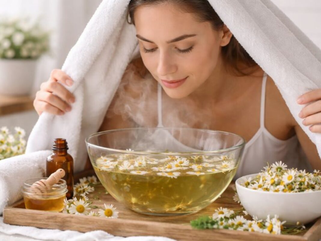 Ατμοθεραπεία προσώπου με χαμομήλι, ηρεμία και χαλάρωση