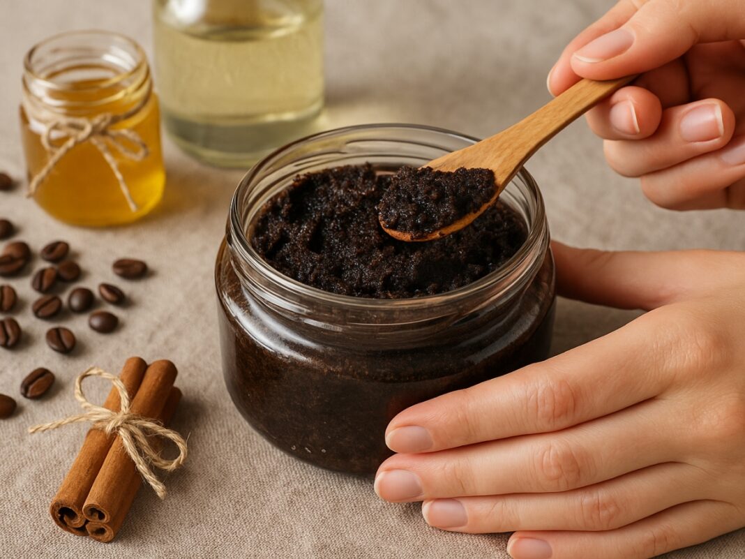 Χειμωνιάτικο diy scrub σώματος με καφέ για λαμπερή επιδερμίδα
