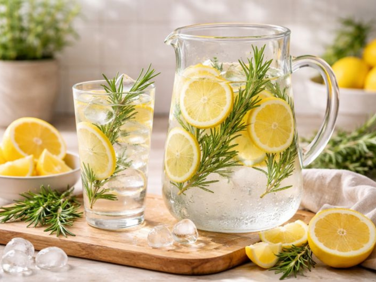 Detox νερό με λεμόνι δεντρολίβανο: Περιποίηση για μετά τις γιορτές