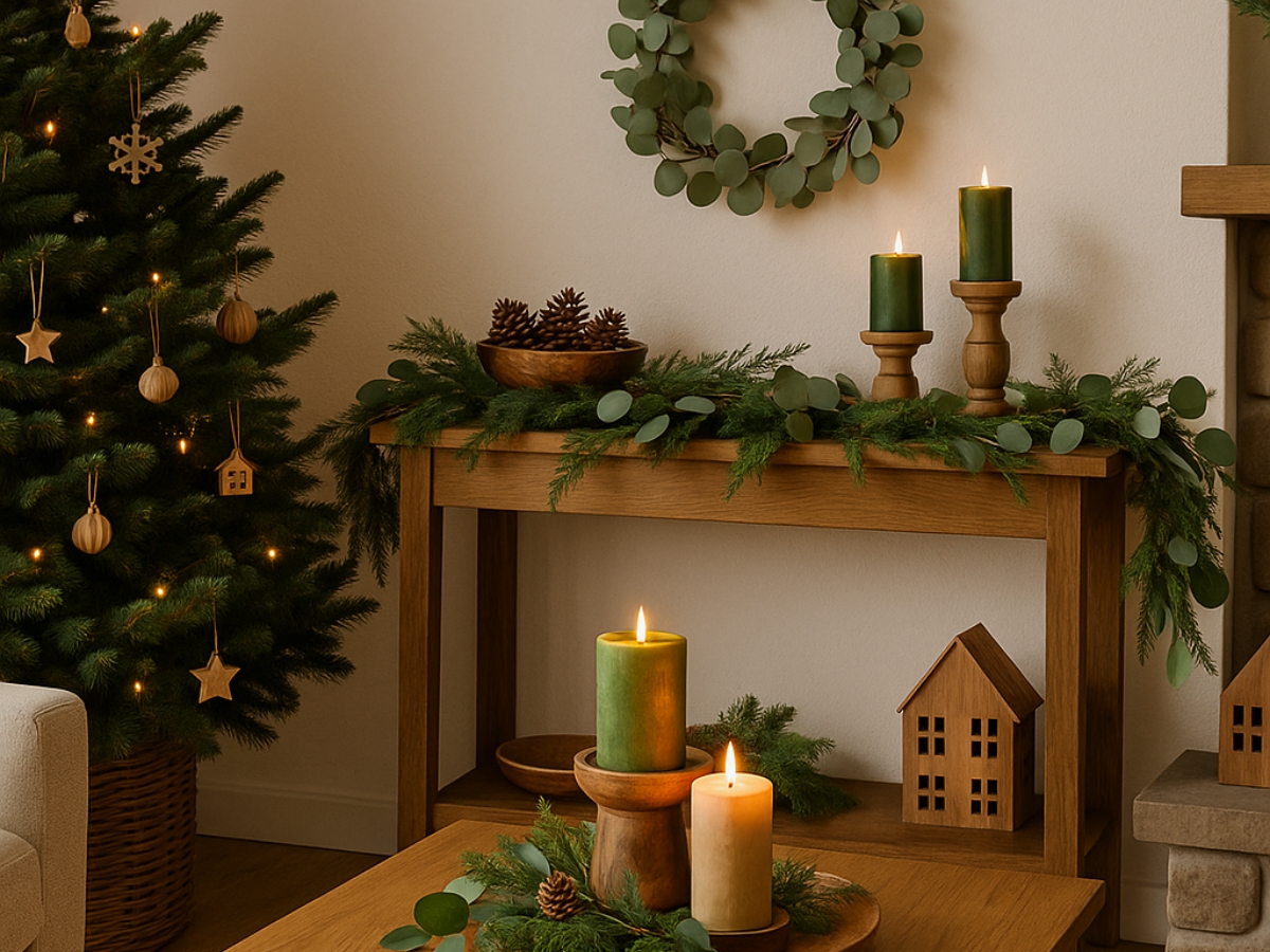 Χριστουγεννιάτικη διακόσμηση με φυσικό στυλ: Ιδέες με πράσινο και ξύλο που ζεσταίνουν τον χώρο