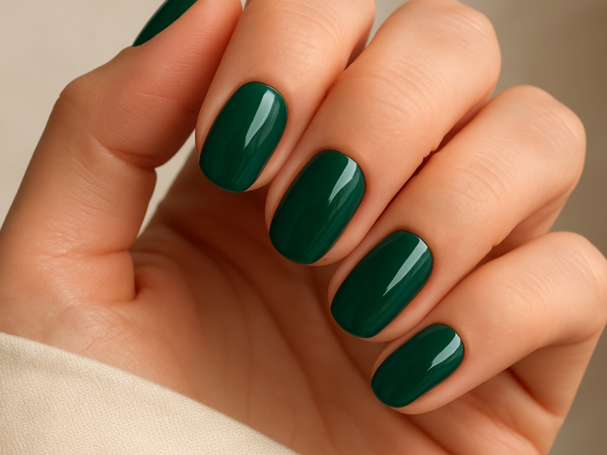 Green nails: βαθύ πράσινο μανικιούρ που αποπνέει δυναμισμό, κομψότητα και τύχη