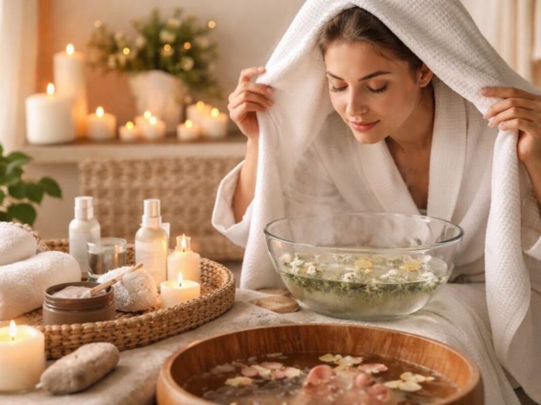 Holiday spa στο σπίτι: Χαλαρωτική ρουτίνα με ατμοθεραπεία, μάσκα προσώπου και πεντικιούρ