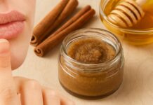 Φυσικό scrub χειλιών με μέλι και κανέλα για απαλή, λαμπερή όψη