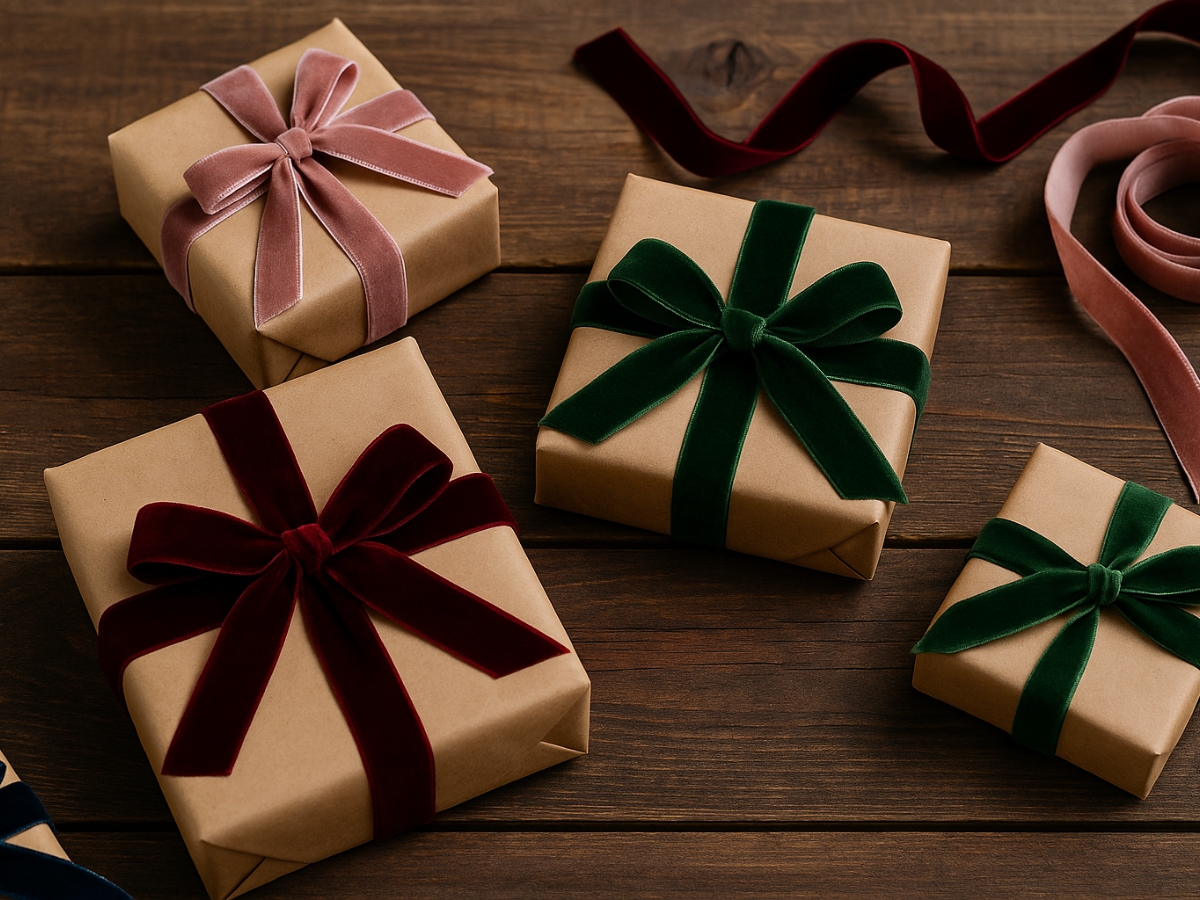 Χειροποίητες βελούδινες κορδέλες για τύλιγμα δώρων, πολυτέλεια και φροντίδα σε κάθε πακέτο