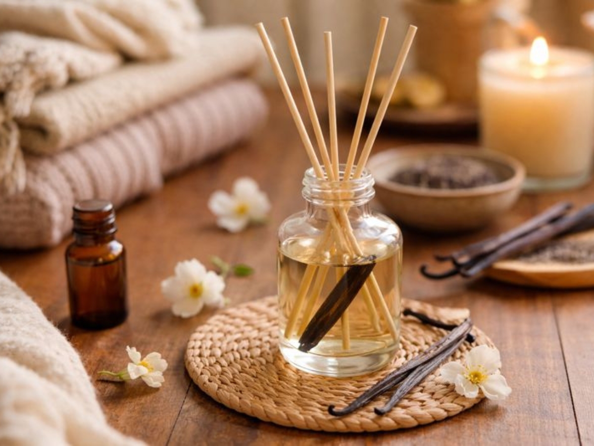 DIY αρωματικό χώρου με νότες βανίλιας για cozy βραδιές