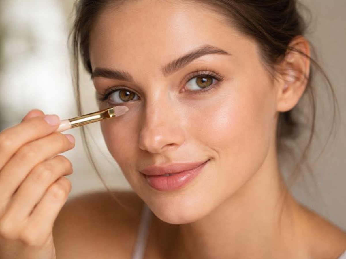 Concealer μόνο στο εσωτερικό μάτι για φωτεινό βλέμμα