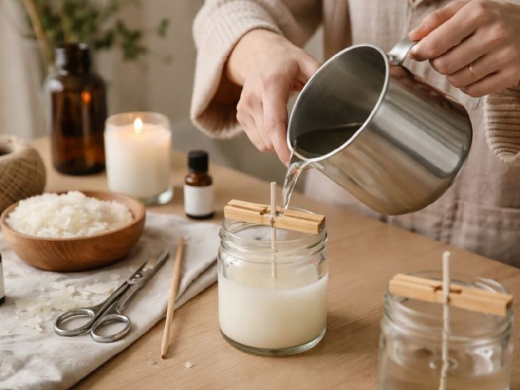 DIY κερί με βαμβακερό φυτίλι για καθαρό κάψιμο