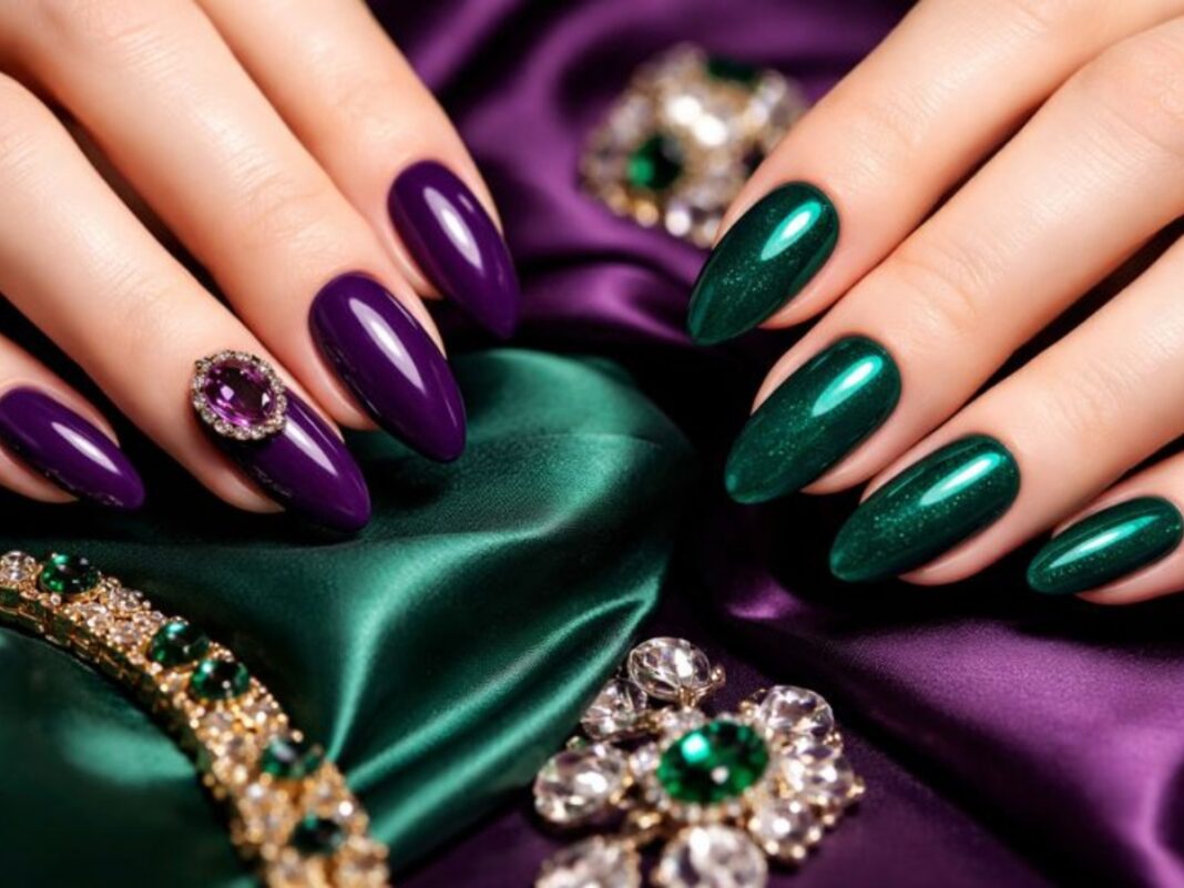Βαθύ μωβ και σμαραγδί: τα χρώματα που δίνουν ένταση και πολυτέλεια στο μανικιούρ