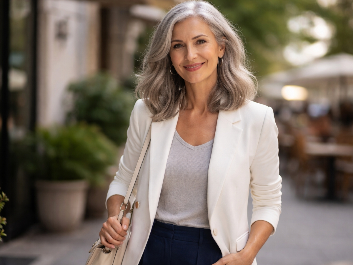 Γκρίζα μαλλιά: Τα 3 χρώματα ρούχων που σε φωτίζουν και σε κάνουν να δείχνεις πιο κομψή