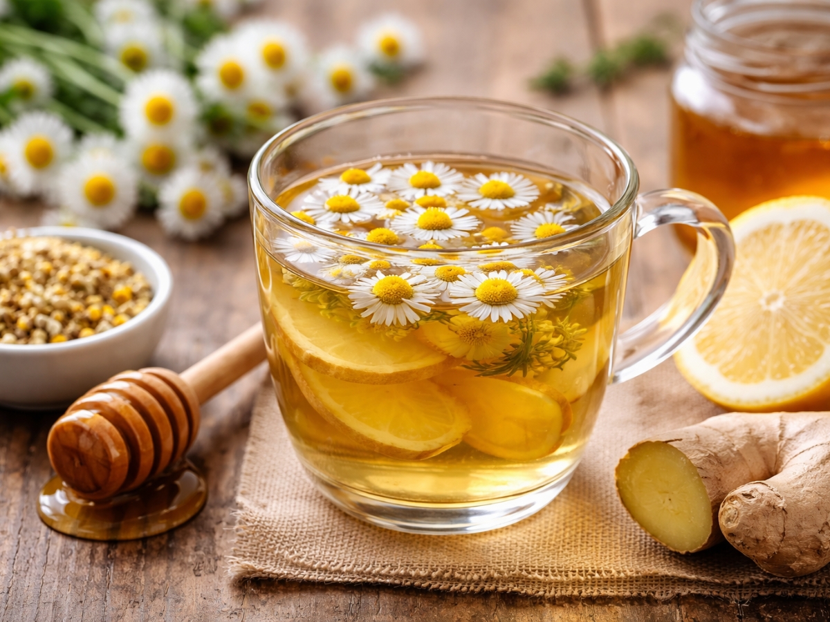 Πονόλαιμος και φυσική ανακούφιση: Το ρόφημα με χαμομήλι και τζίντζερ που βοηθά πραγματικά