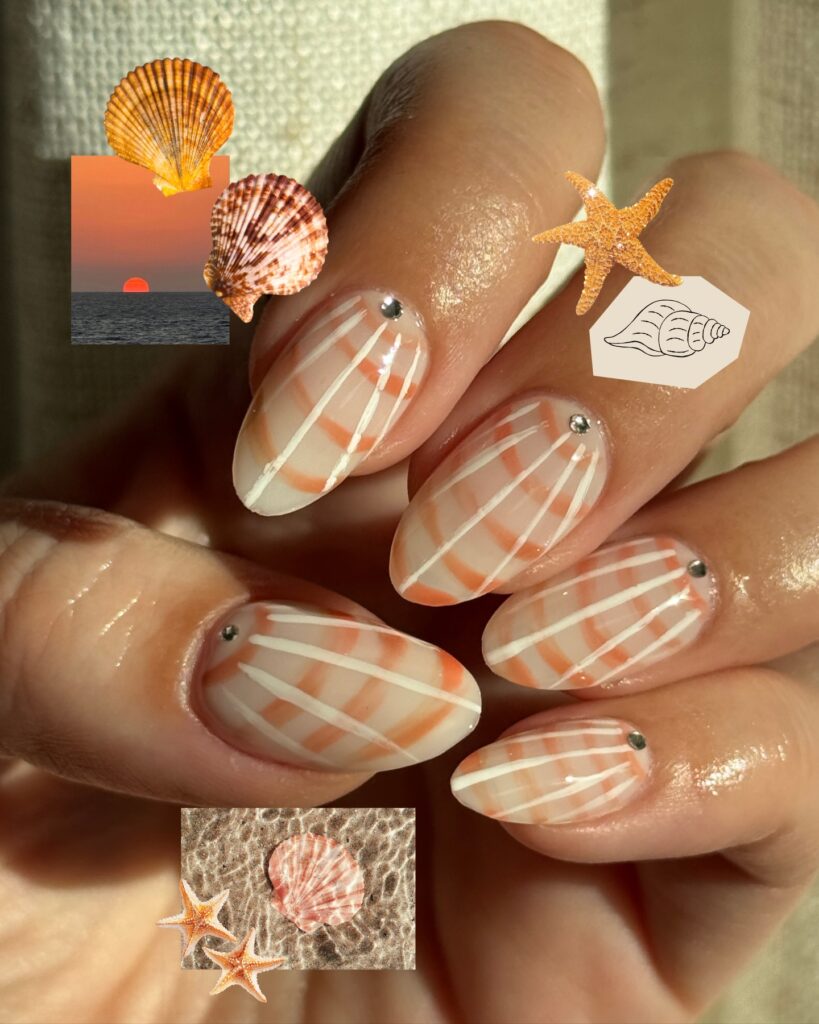 Seashell νύχια: 7 κομψές εκδοχές χωρίς να δείχνουν παιδικά