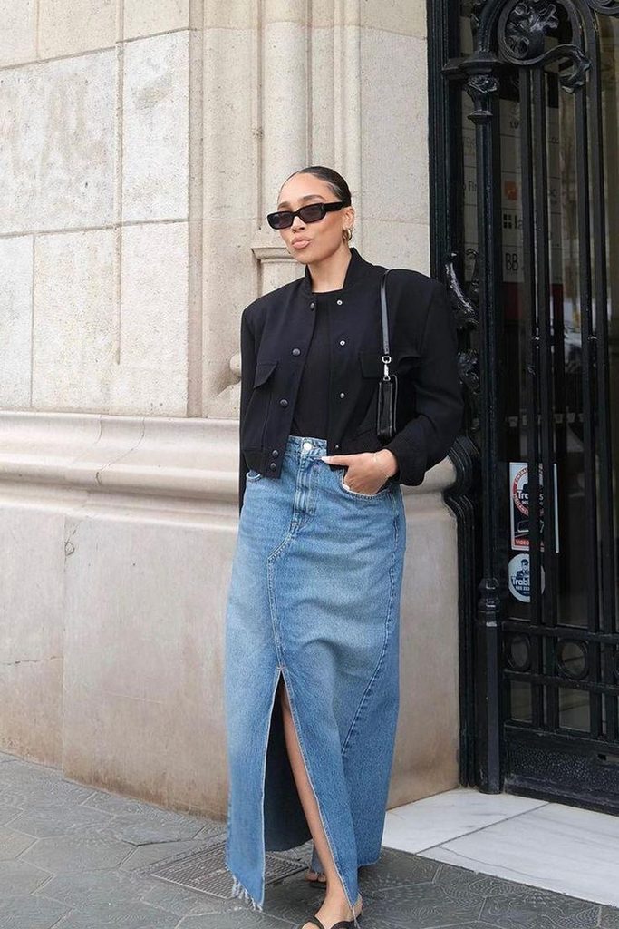 Denim maxi φούστα με σκίσιμο: 7 έλεγχοι για περπάτημα, κάθισμα και σκάλες
