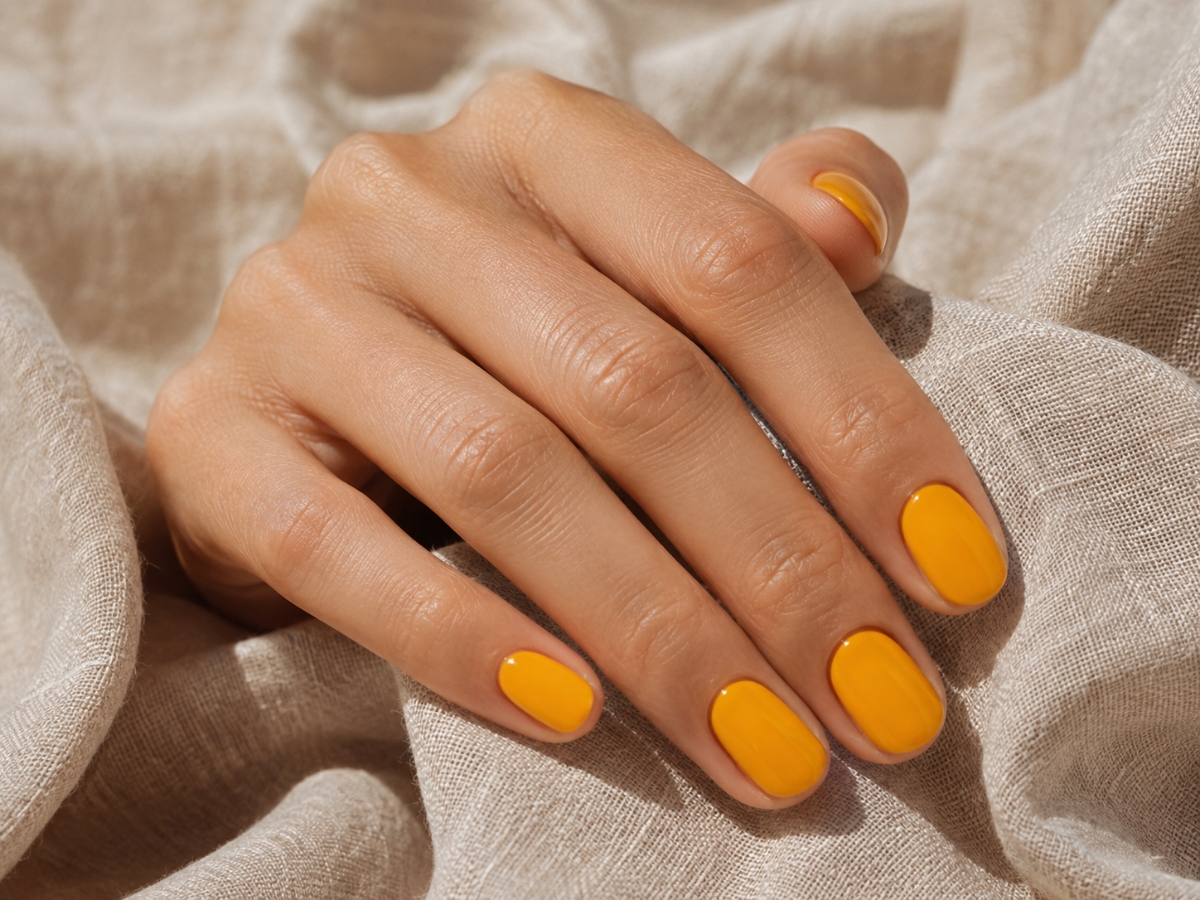 Marigold nails: Το κίτρινο με πορτοκαλί υποτόνο που δείχνει πιο ζεστό από το butter yellow