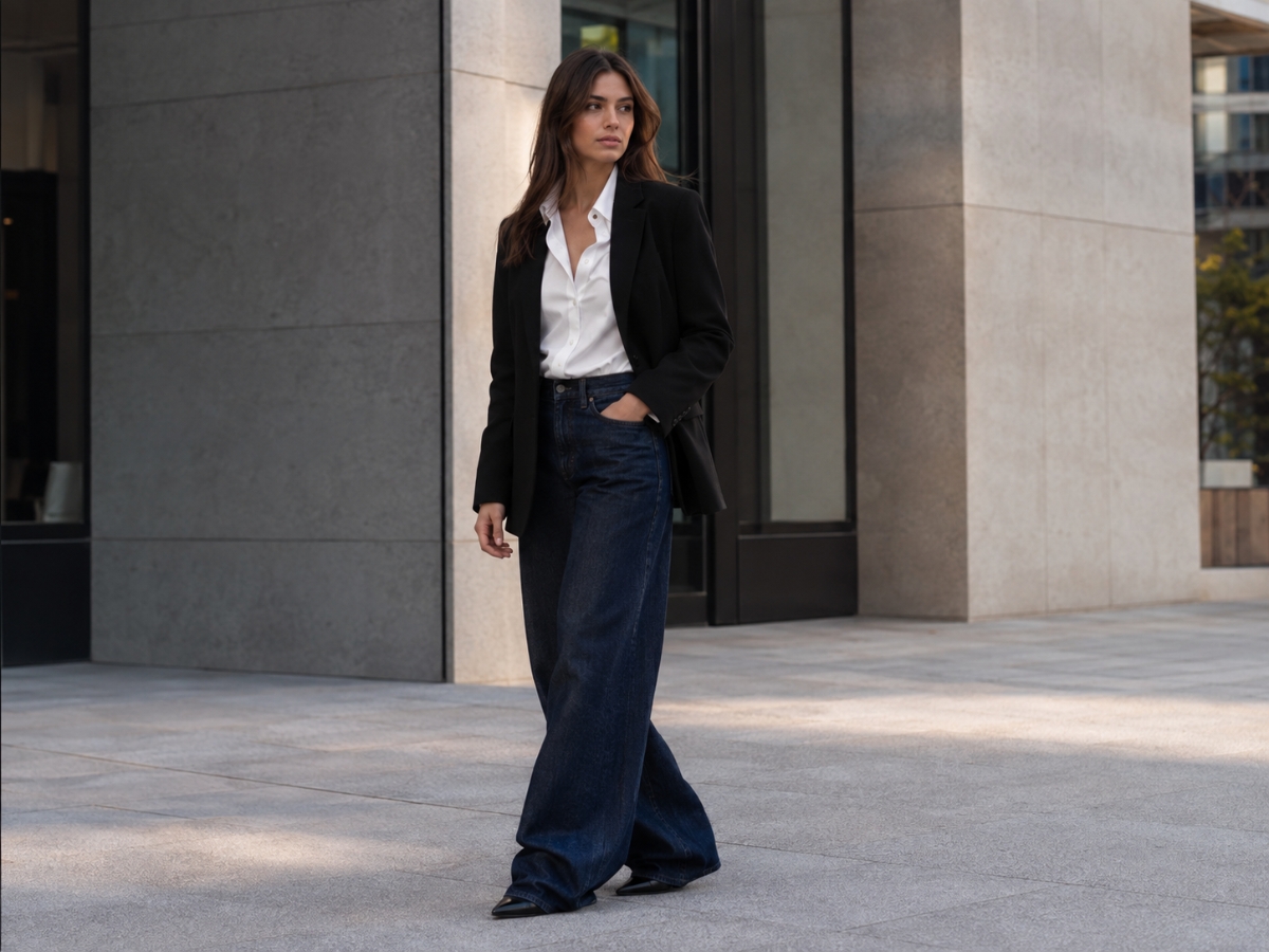 Puddle jeans: Το σωστό μήκος για να «σπάει» κομψά στο παπούτσι