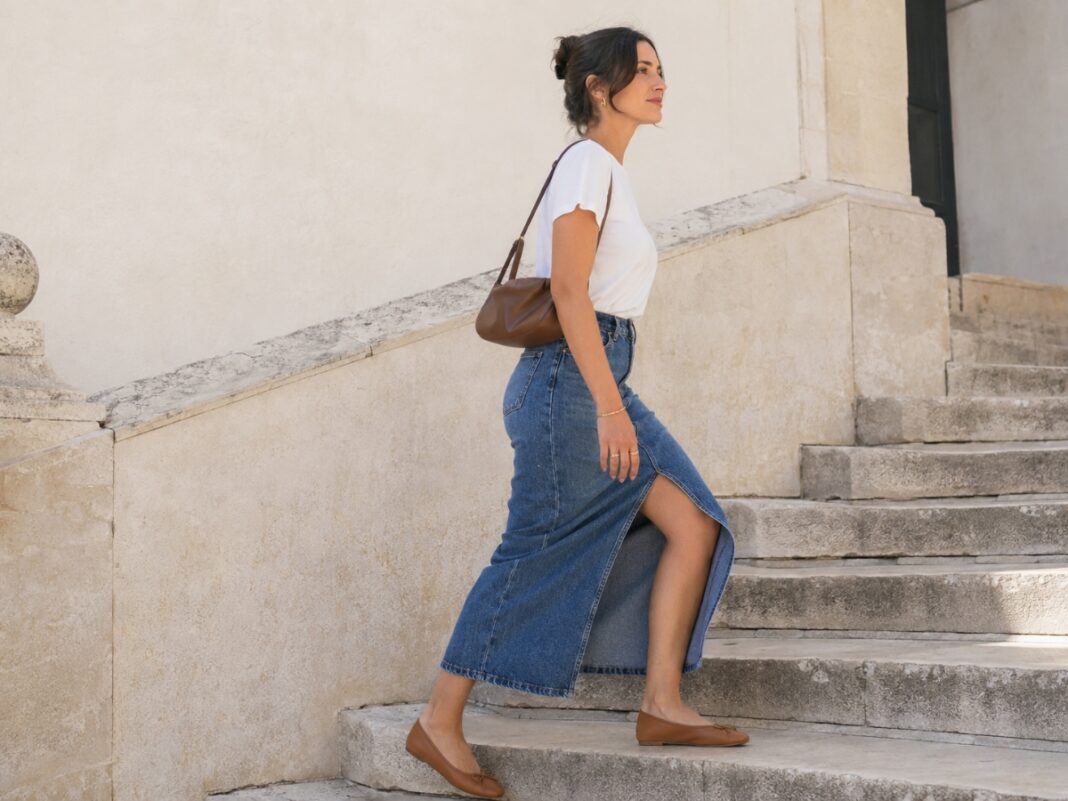 Denim maxi φούστα με σκίσιμο: 7 έλεγχοι για περπάτημα, κάθισμα και σκάλες Denim maxi φούστα με σκίσιμο: 7 έλεγχοι για περπάτημα, κάθισμα και σκάλες