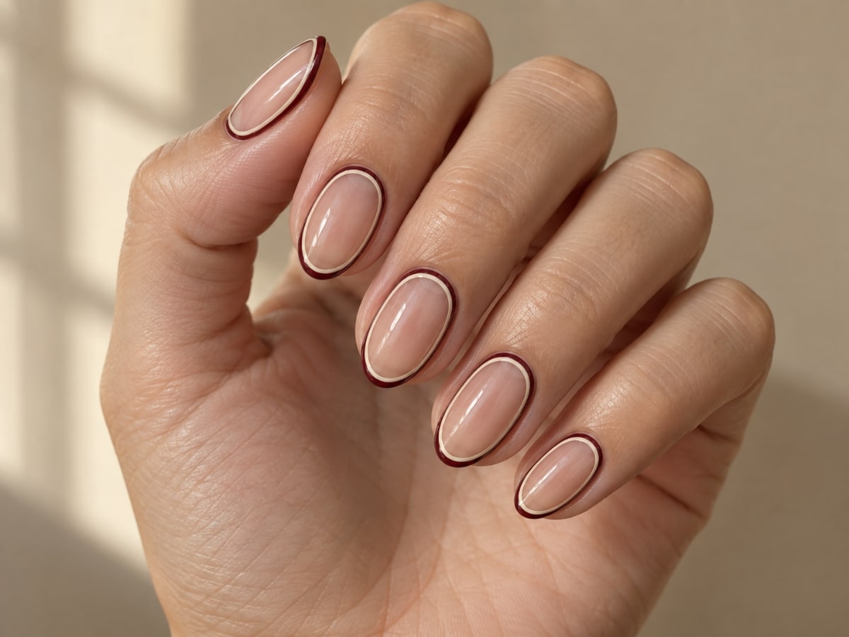 Burgundy outline French: 12 ιδέες για γαλλικό με διπλό περίγραμμα και καθαρό κενό